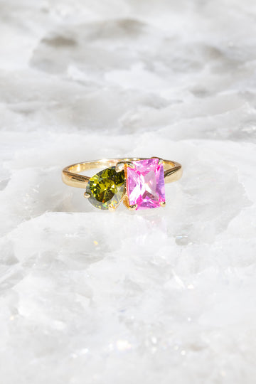 PERFECT PAIR RING- PINK + PERIDOT